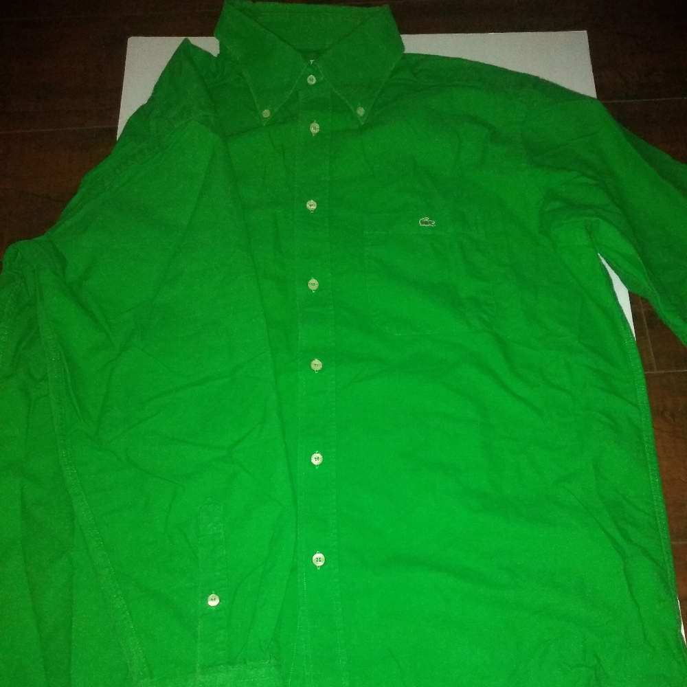 Lacoste green button down Long sleeve shirt